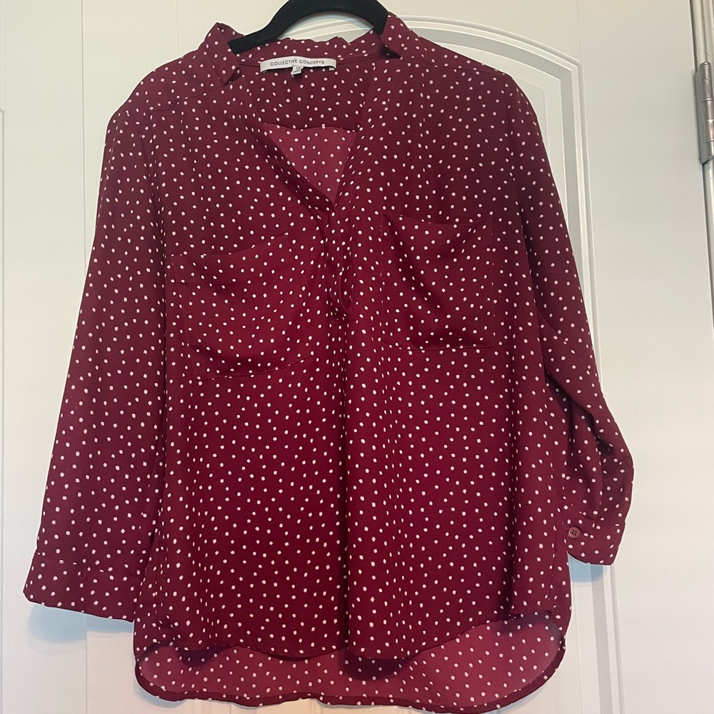 Red and white blouse